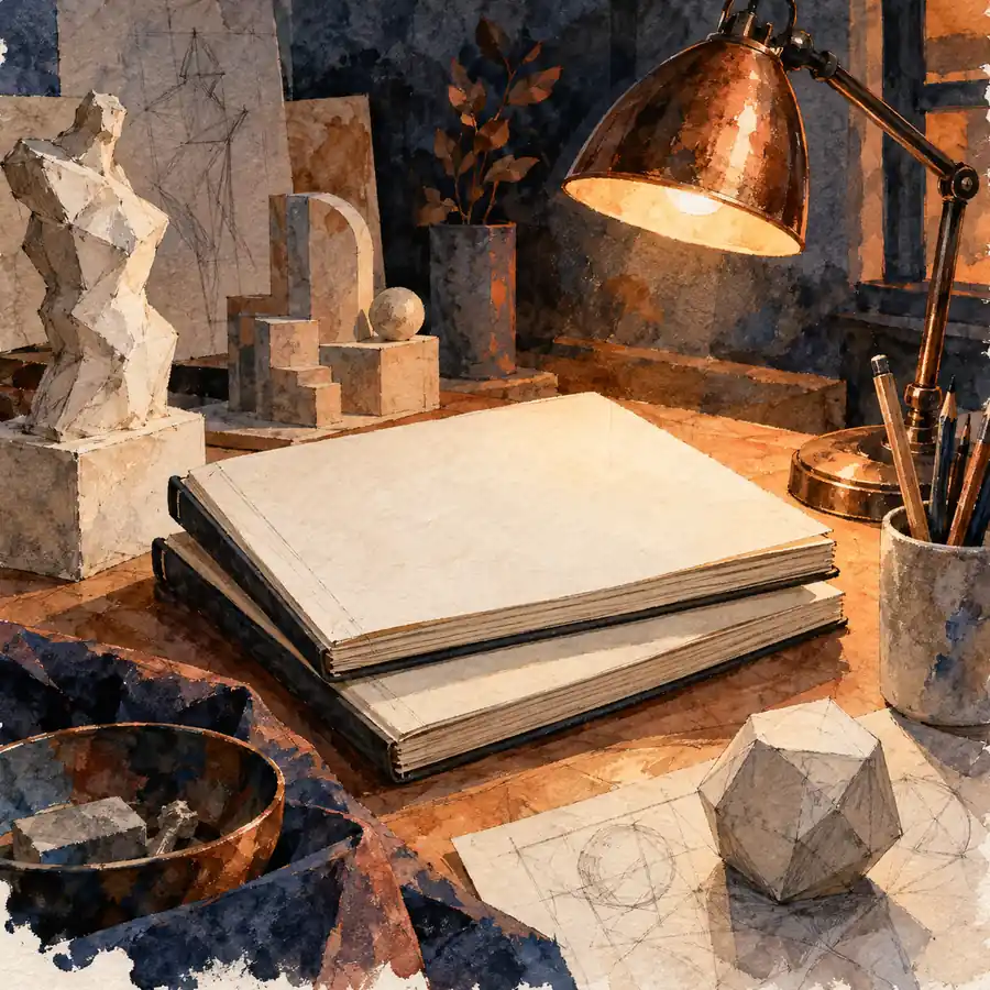 Illustration of marketing and creative businesses equipment and workspace